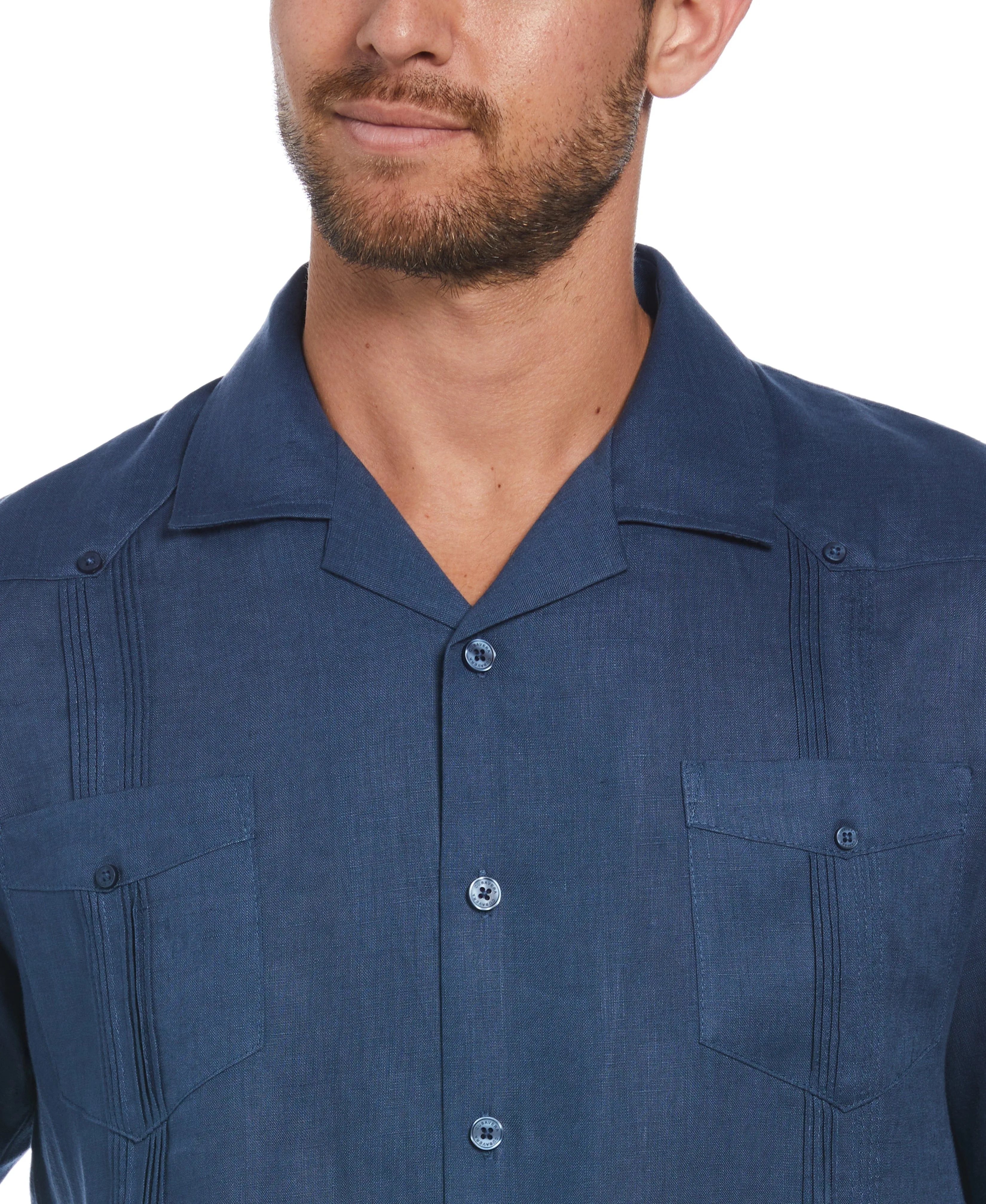100% Linen Classic Guayabera Shirt - Short Sleeve