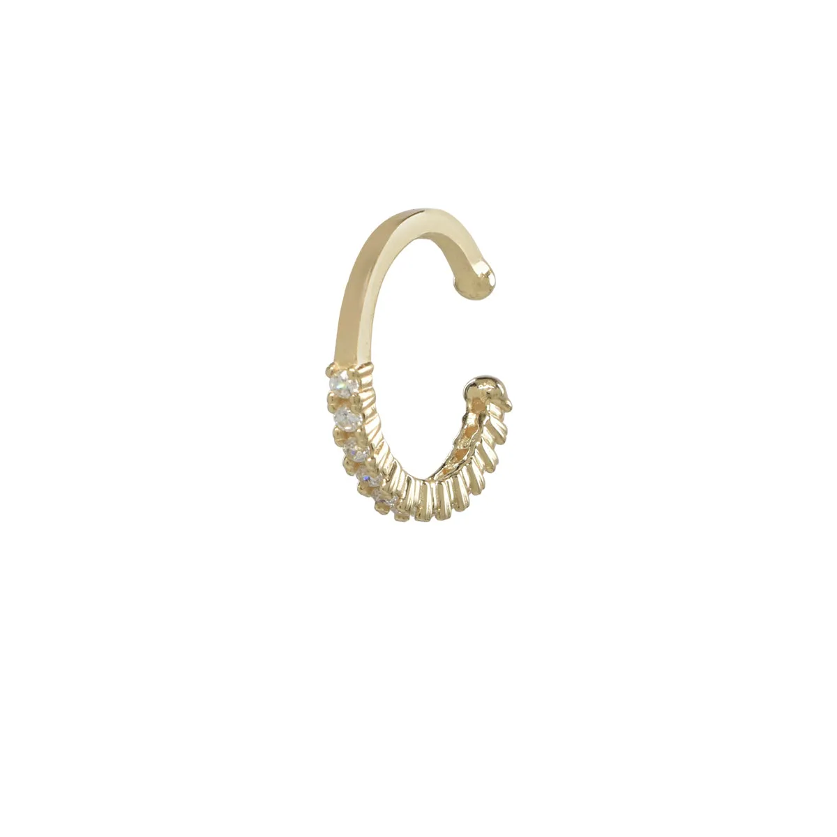 10k Solid Gold CZ Prong Middle Ear Cuff