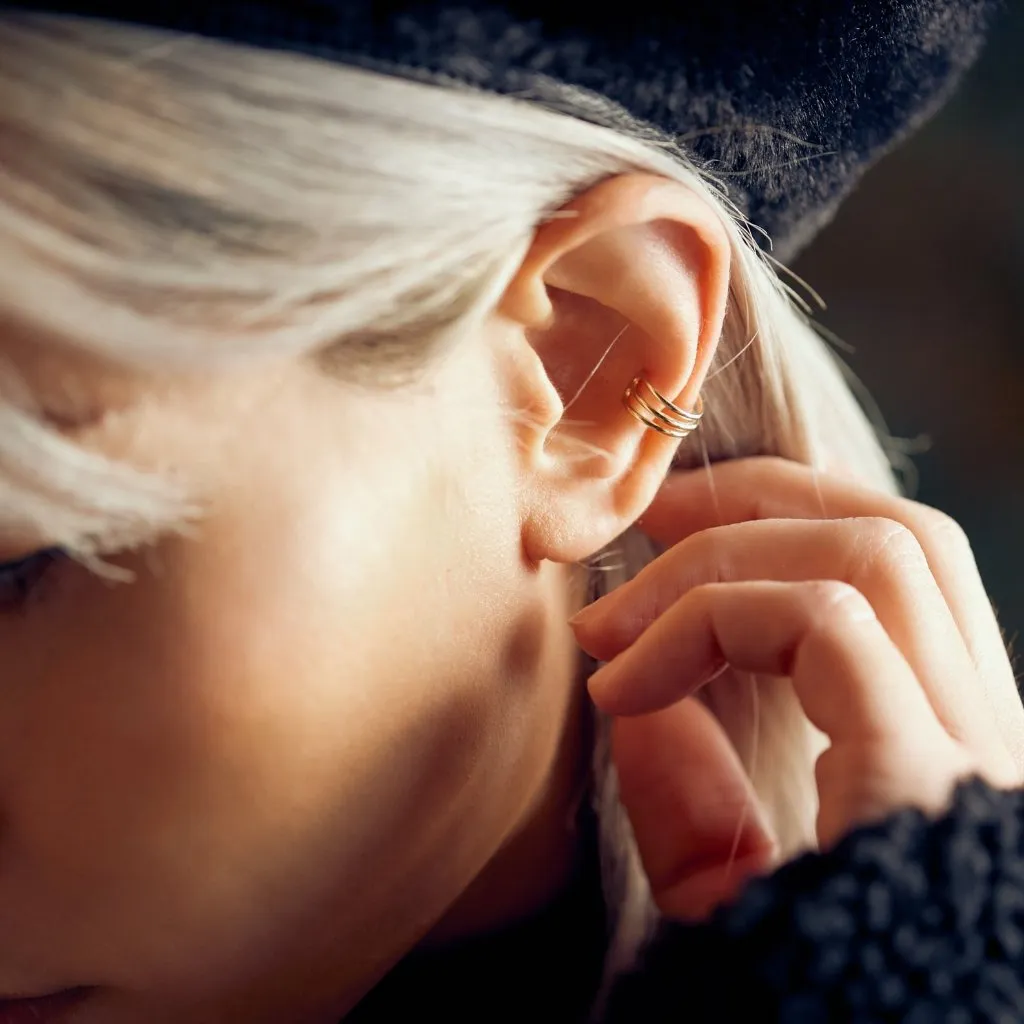 10k Solid Gold Triple Line Middle Ear Cuff