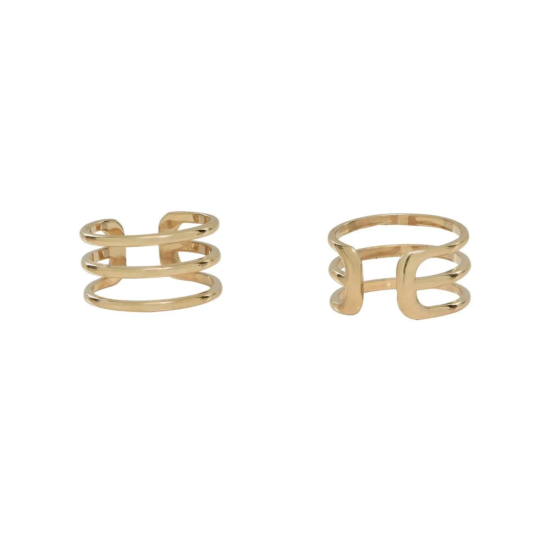 10k Solid Gold Triple Line Middle Ear Cuff