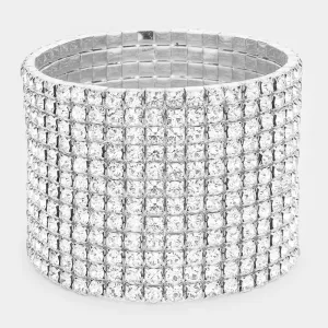 12 Row Rhinestone Cuff Bracelet | Pageant Jewelry |  258065