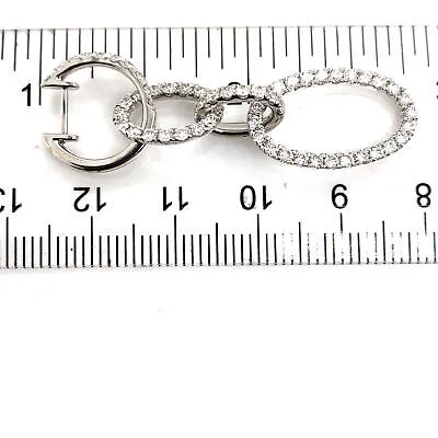 14K Diamond Oval Link Hanging Earrings White Gold
