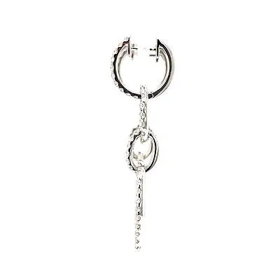14K Diamond Oval Link Hanging Earrings White Gold