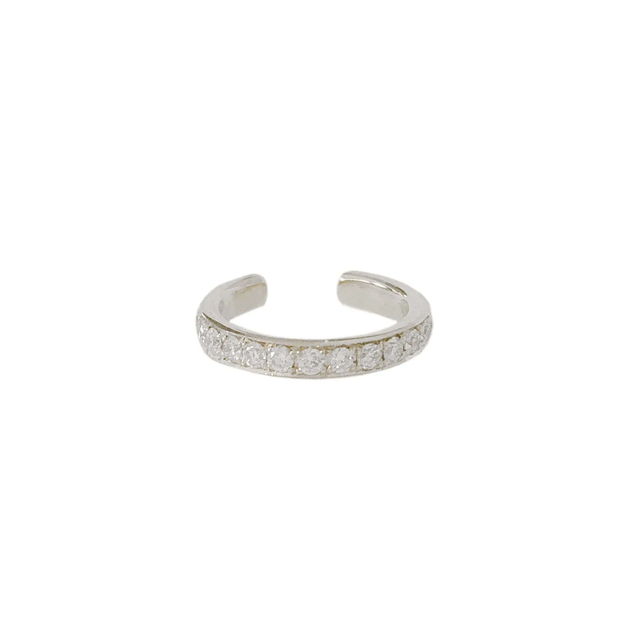 14K Gold Full Pavé Diamond Round Hoop Ear Cuff