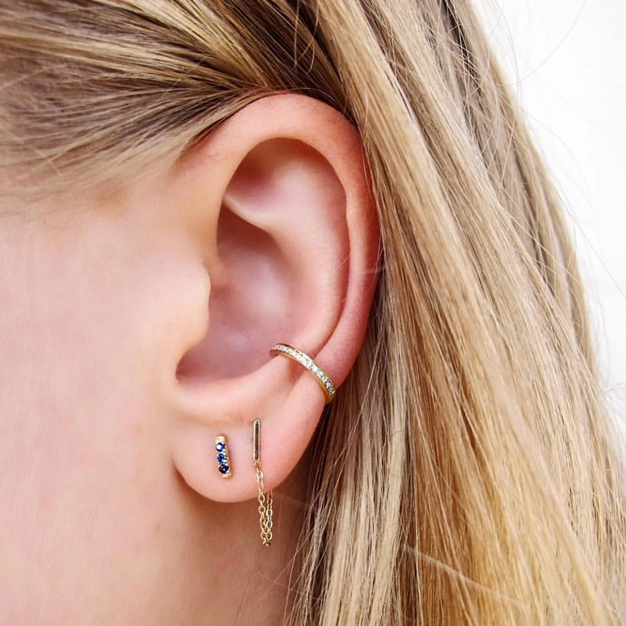 14K Gold Full Pavé Diamond Round Hoop Ear Cuff