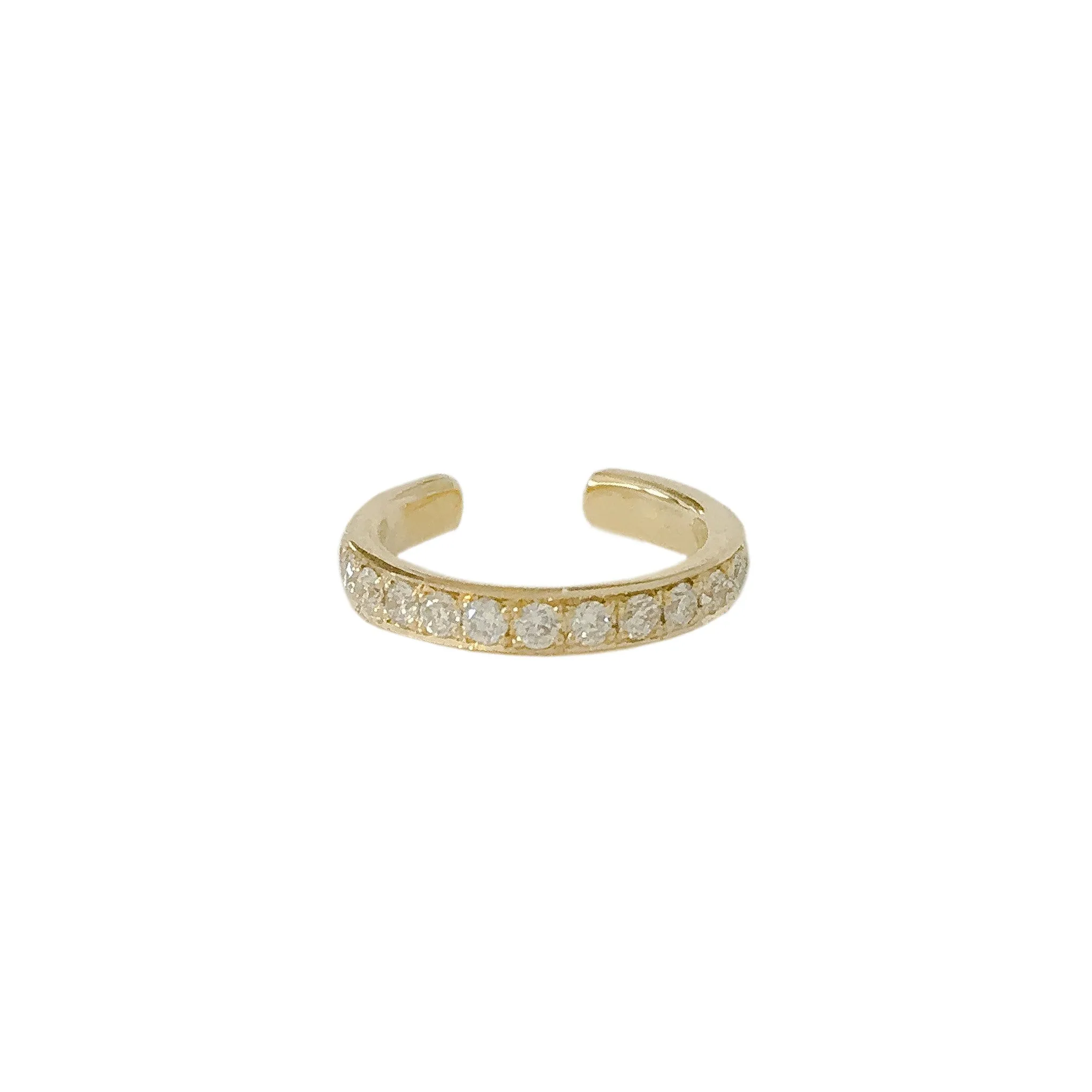 14K Gold Full Pavé Diamond Round Hoop Ear Cuff