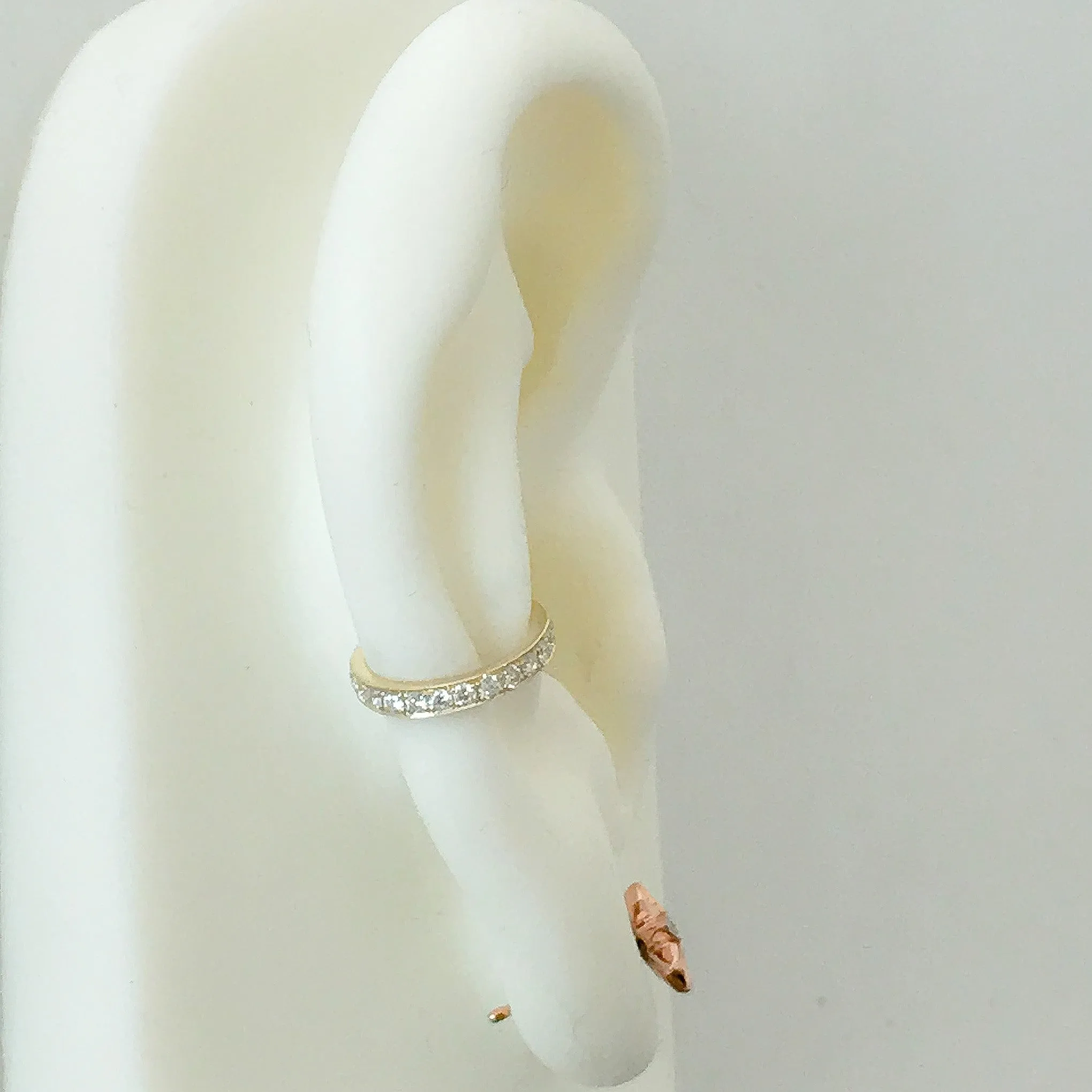 14K Gold Full Pavé Diamond Round Hoop Ear Cuff