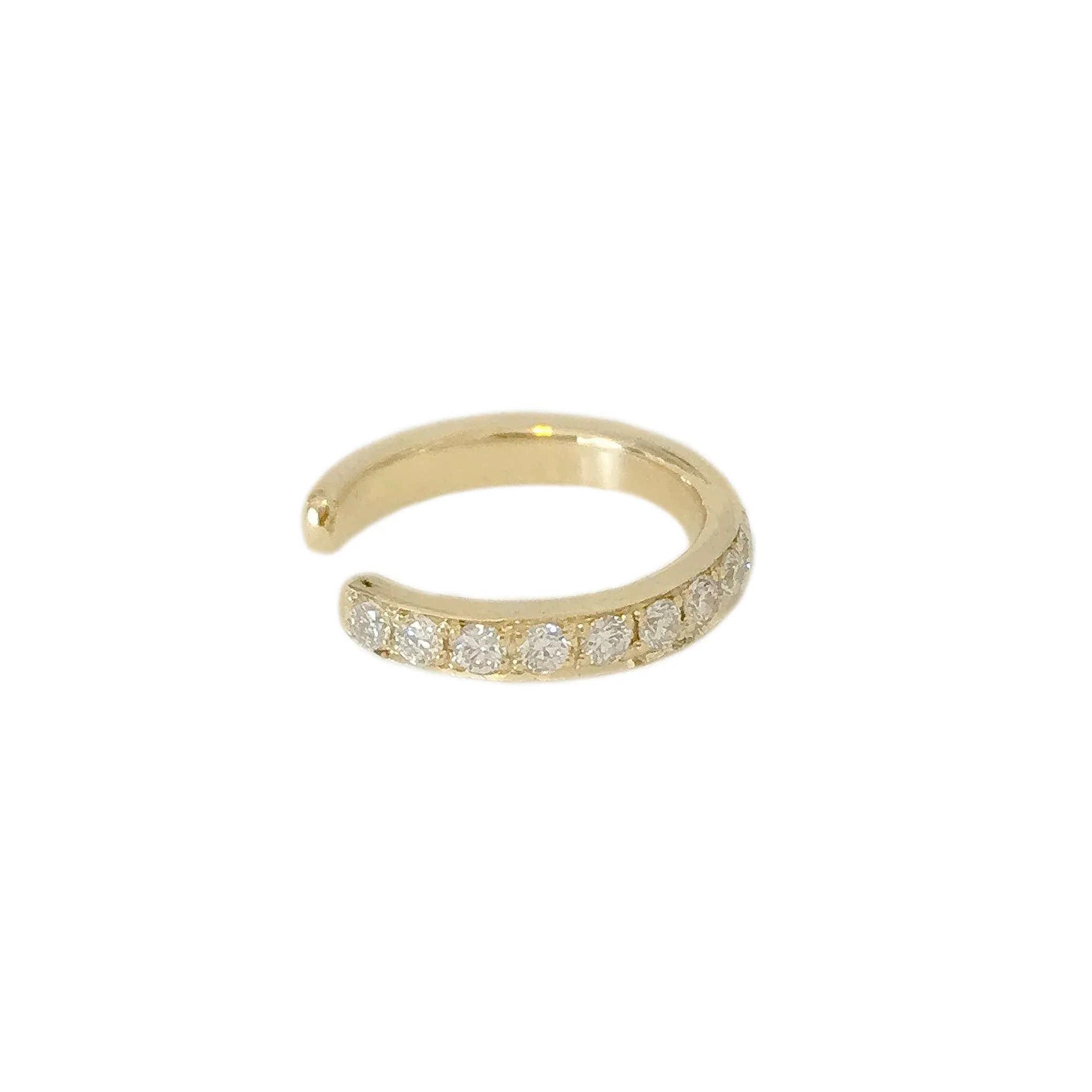 14K Gold Full Pavé Diamond Round Hoop Ear Cuff