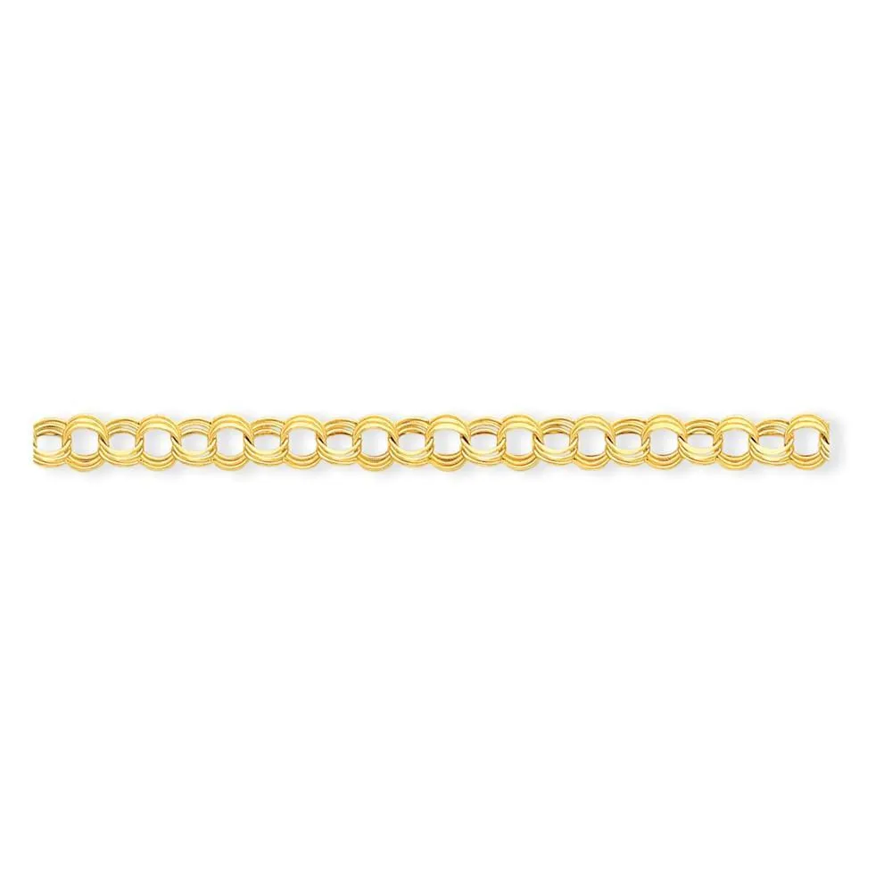 14k Gold Lite Triple Link Charm Bracelet