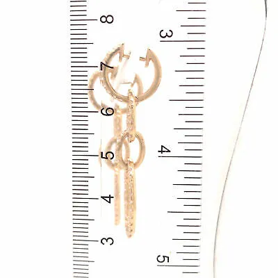 14K Oval Link Hanging Diamond Earrings Yellow Gold