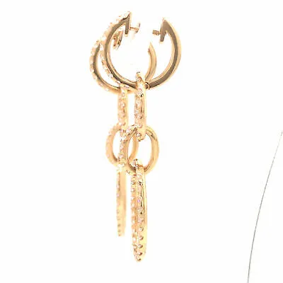 14K Oval Link Hanging Diamond Earrings Yellow Gold