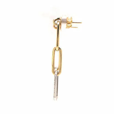 14K Pave Diamond Link Earring Two-Tone Gold