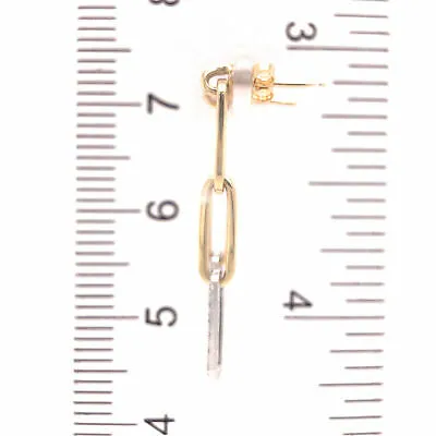 14K Pave Diamond Link Earring Two-Tone Gold