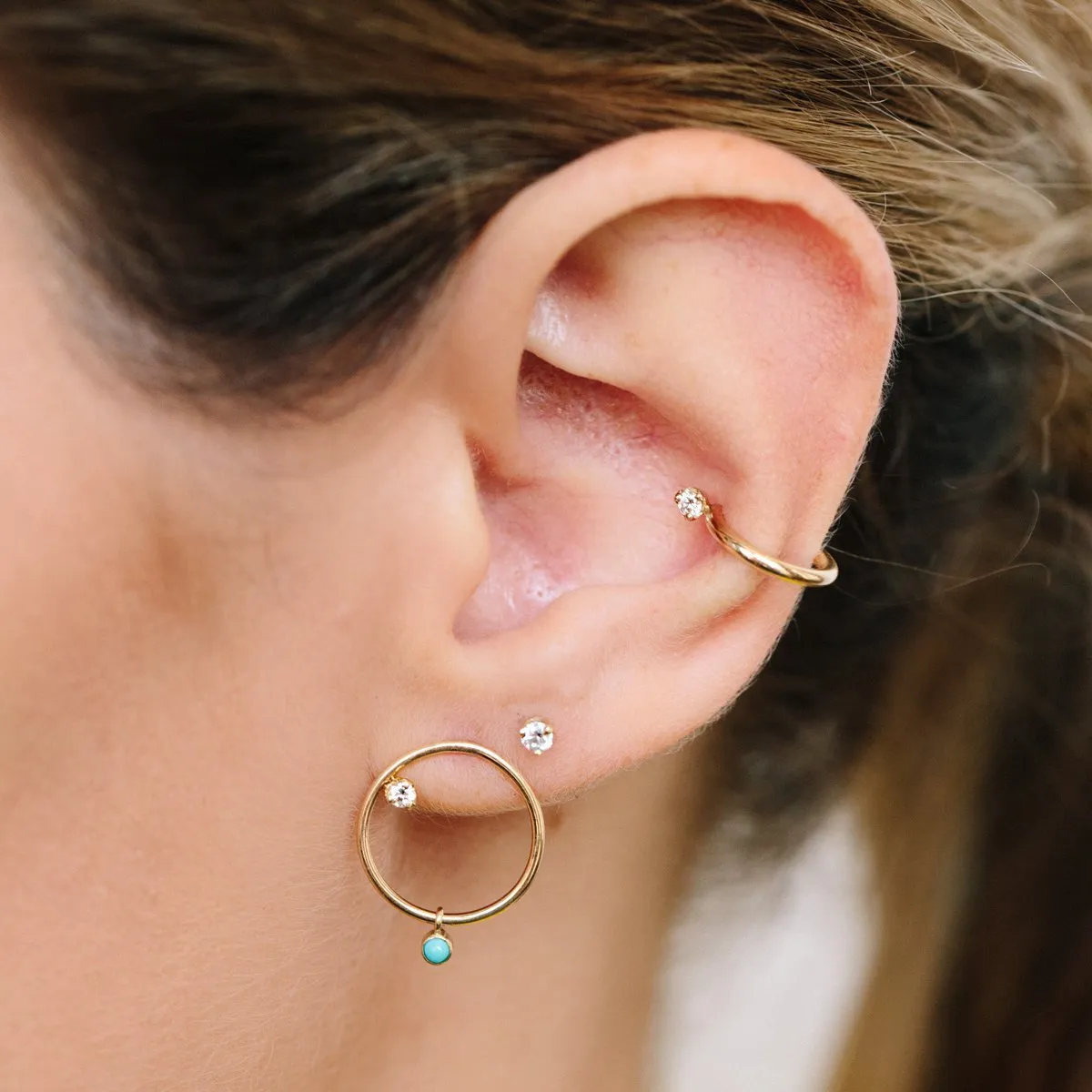 14k Prong Diamond Thick Ear Cuff