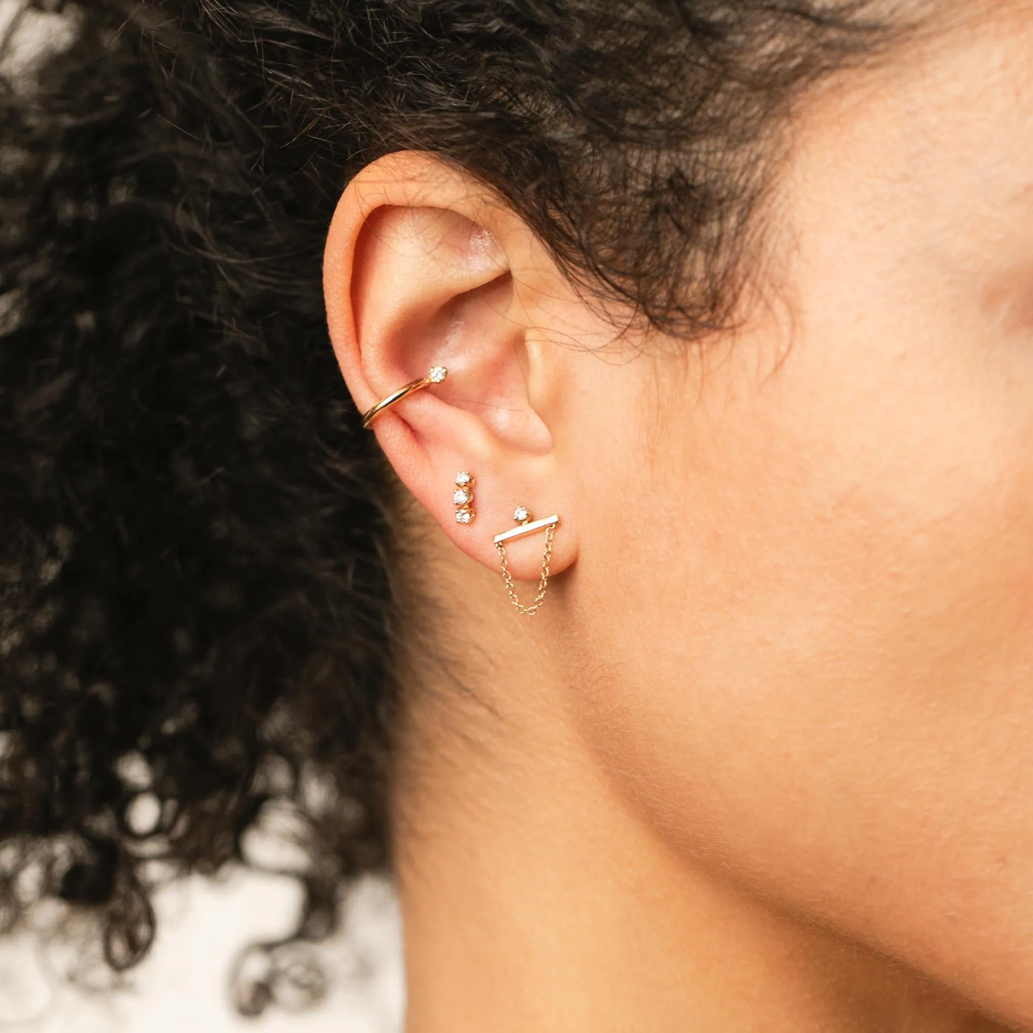 14k Prong Diamond Thick Ear Cuff