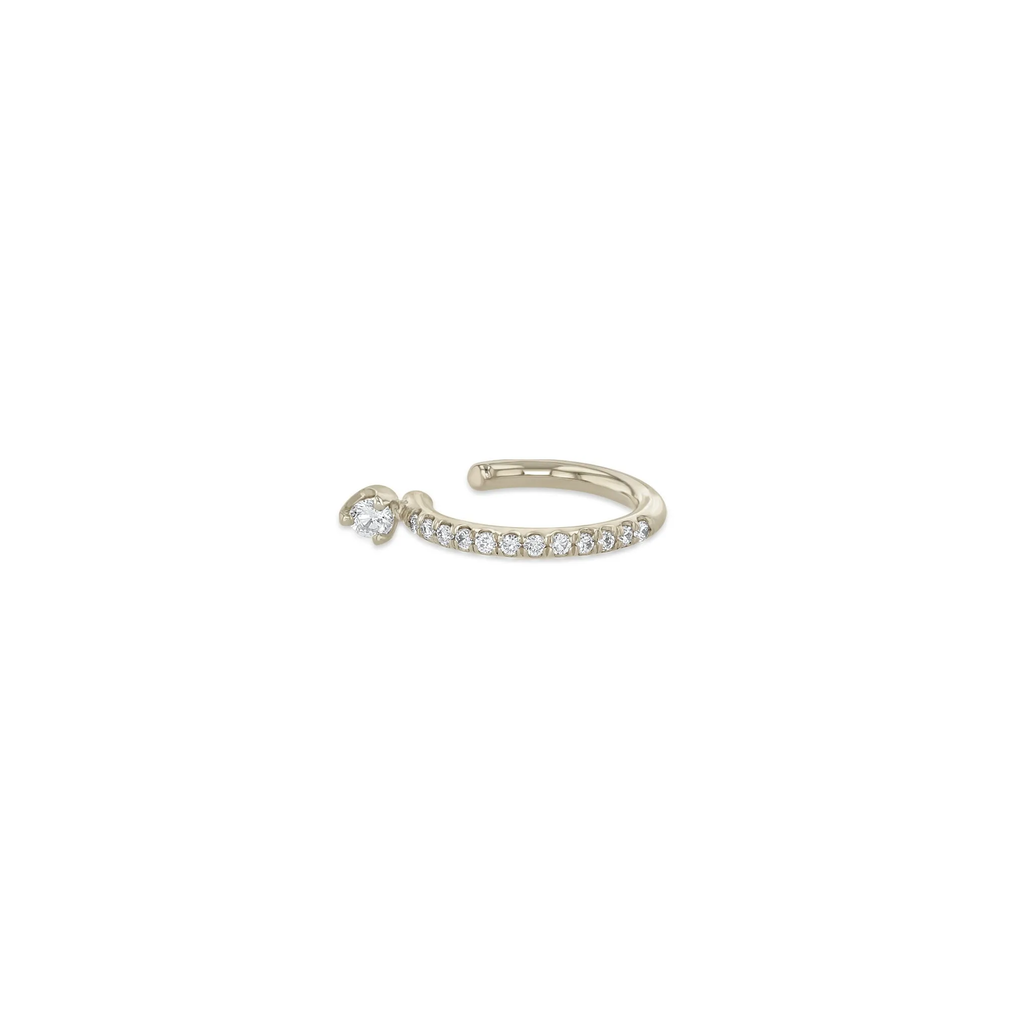 14k Prong Diamond Thick Pavé Diamond Ear Cuff