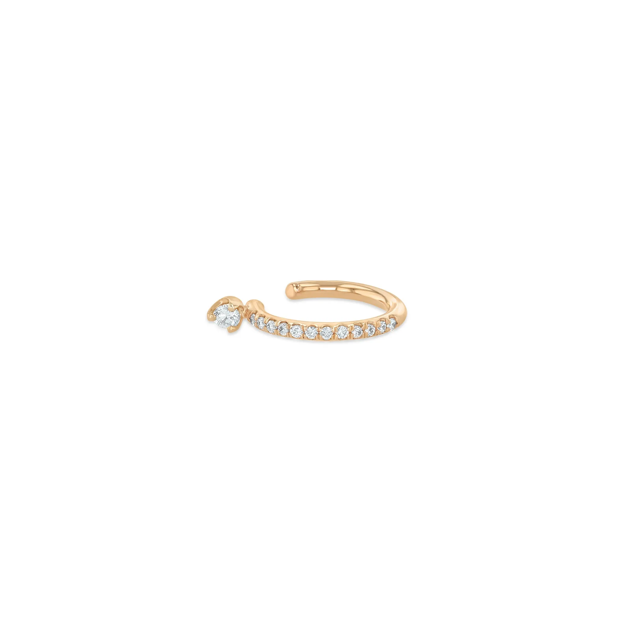 14k Prong Diamond Thick Pavé Diamond Ear Cuff