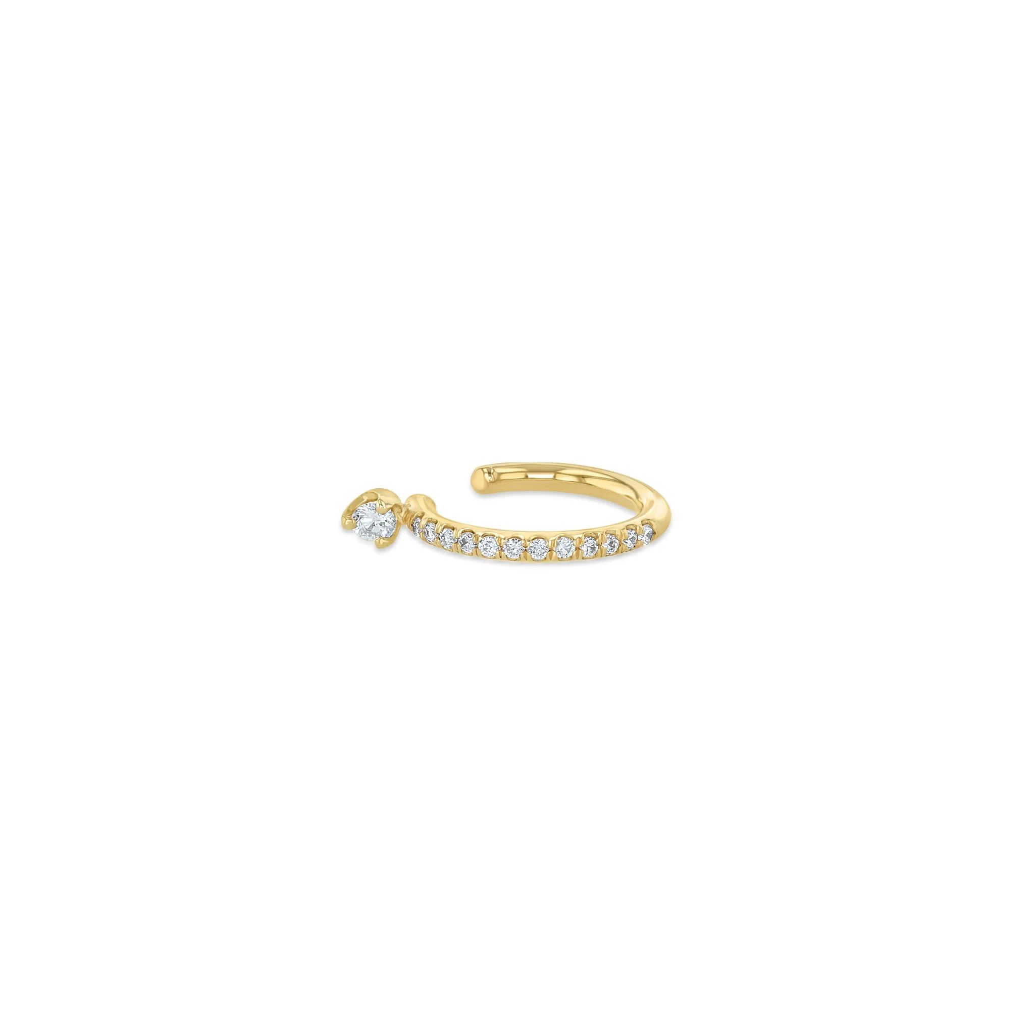 14k Prong Diamond Thick Pavé Diamond Ear Cuff