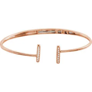 14K Rose 1/6 CTW Diamond Bar Hinged Cuff Bracelet