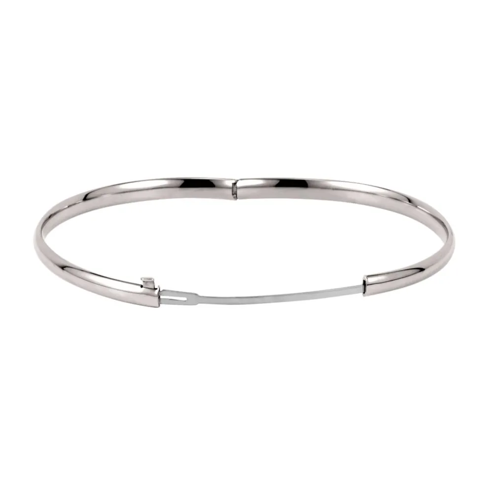14k White Gold 4mm Hinged Bangle Bracelet