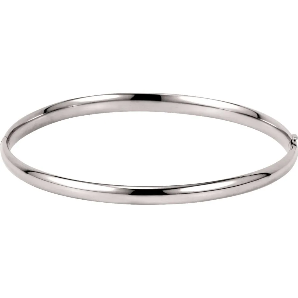 14k White Gold 4mm Hinged Bangle Bracelet