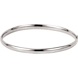14k White Gold 4mm Hinged Bangle Bracelet