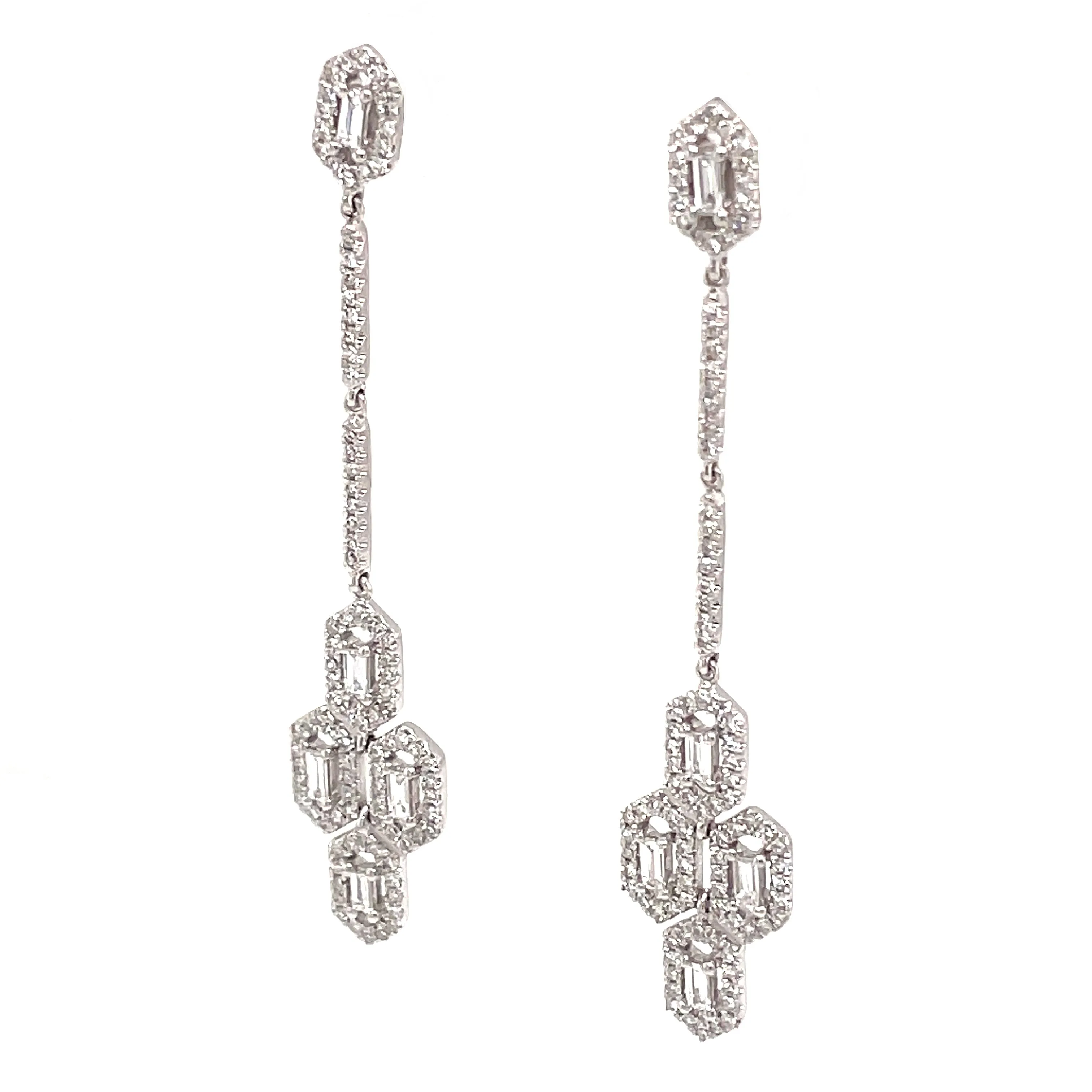 14k White Gold Art Deco Earrings