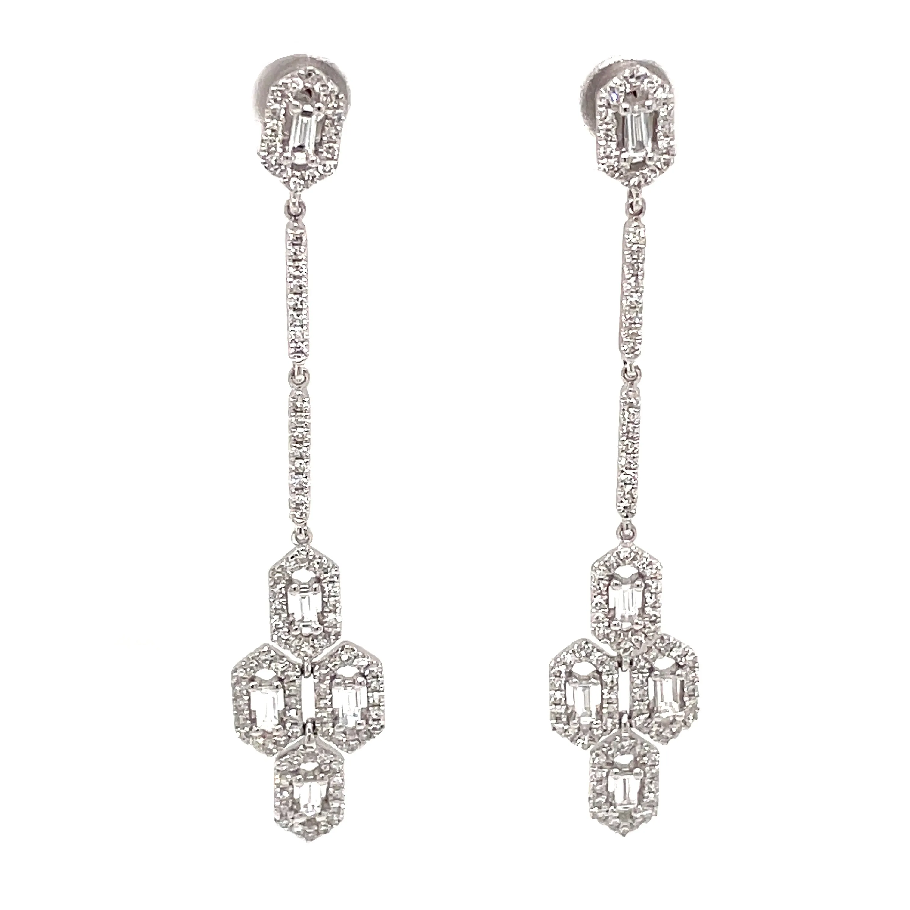 14k White Gold Art Deco Earrings