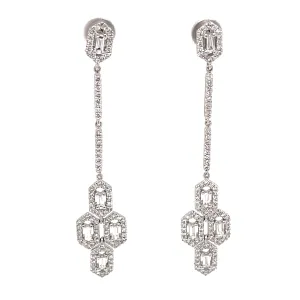 14k White Gold Art Deco Earrings