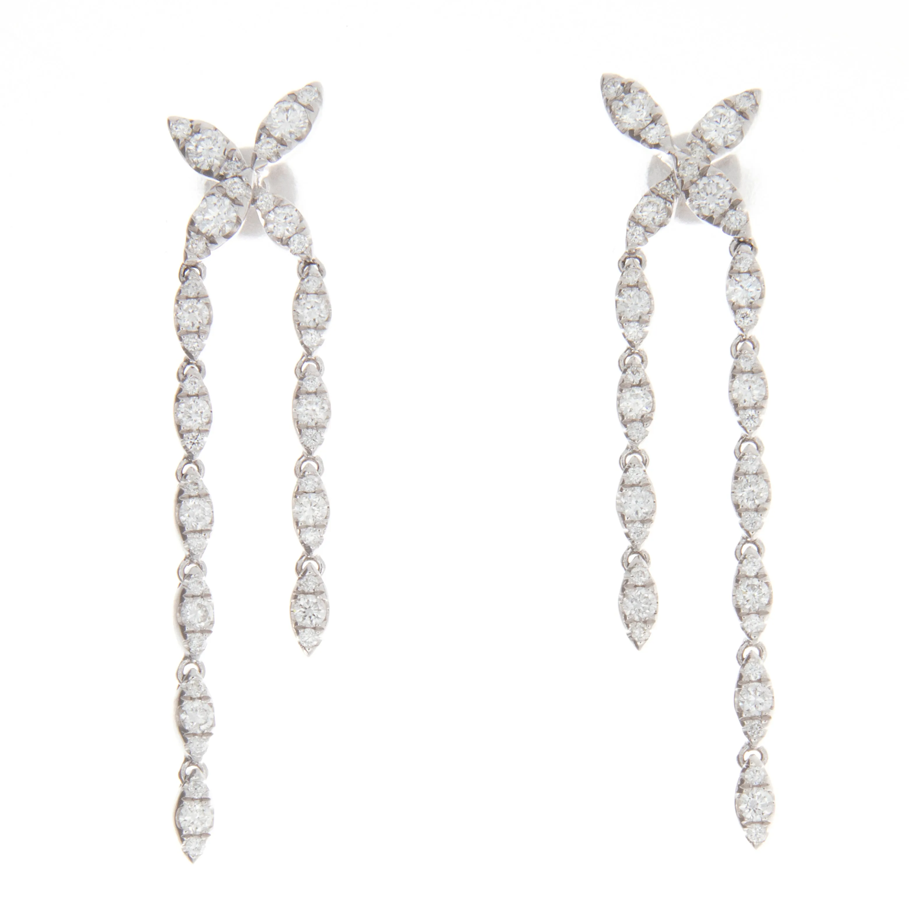 14k White Gold Diamond Drop Earrings