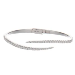 14k White Gold Diamond Open Bangle