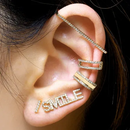 14K Yellow Gold Diamond Ear Bar (Single)