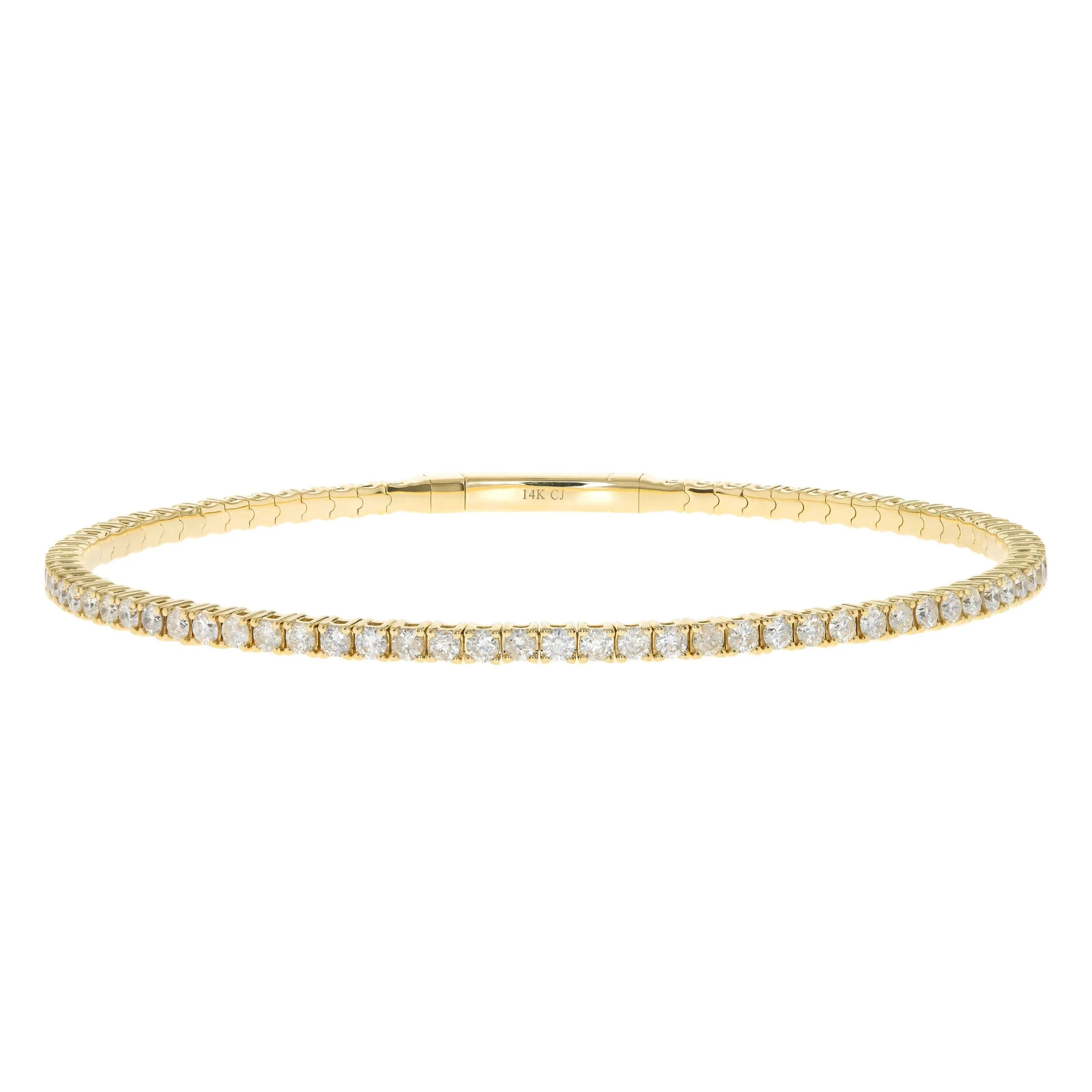 14k Yellow Gold Diamond Flex Bangle, 2.35CTW