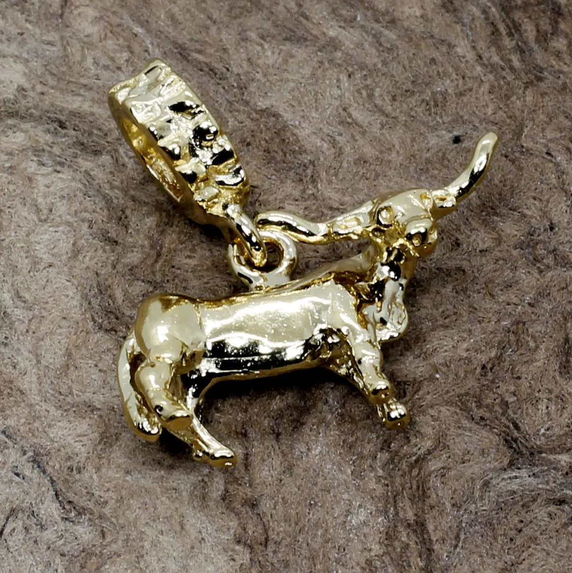 14kt Yellow Gold Vermeil Texas Longhorn Steer Modular Charm