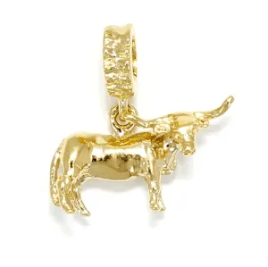 14kt Yellow Gold Vermeil Texas Longhorn Steer Modular Charm
