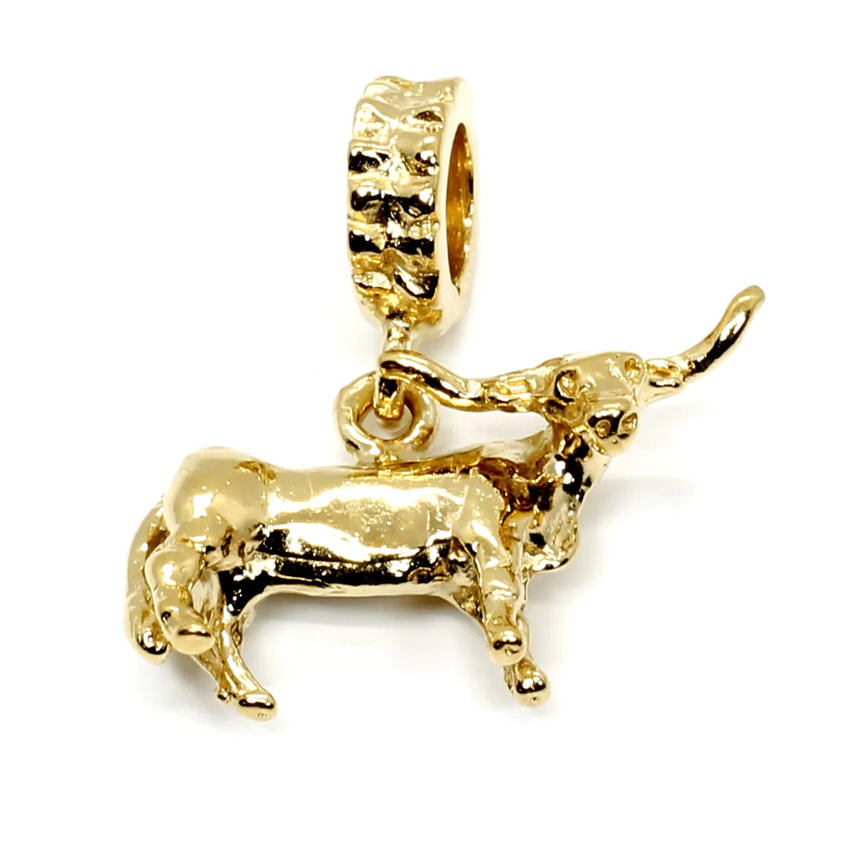 14kt Yellow Gold Vermeil Texas Longhorn Steer Modular Charm