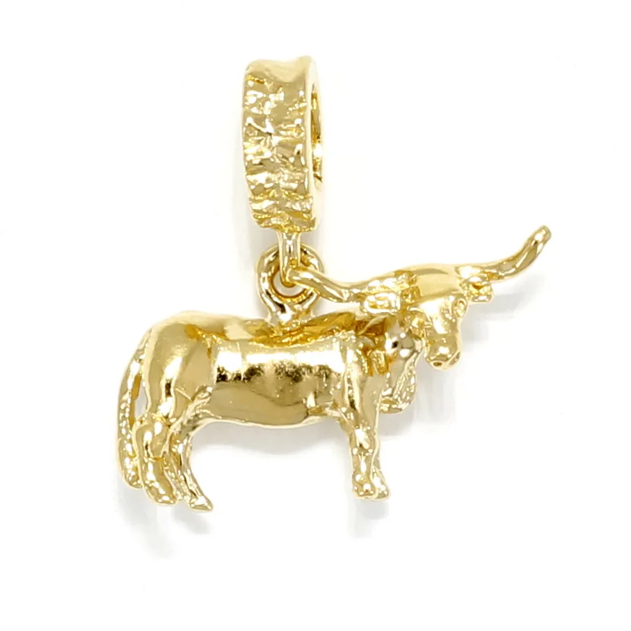 14kt Yellow Gold Vermeil Texas Longhorn Steer Modular Charm