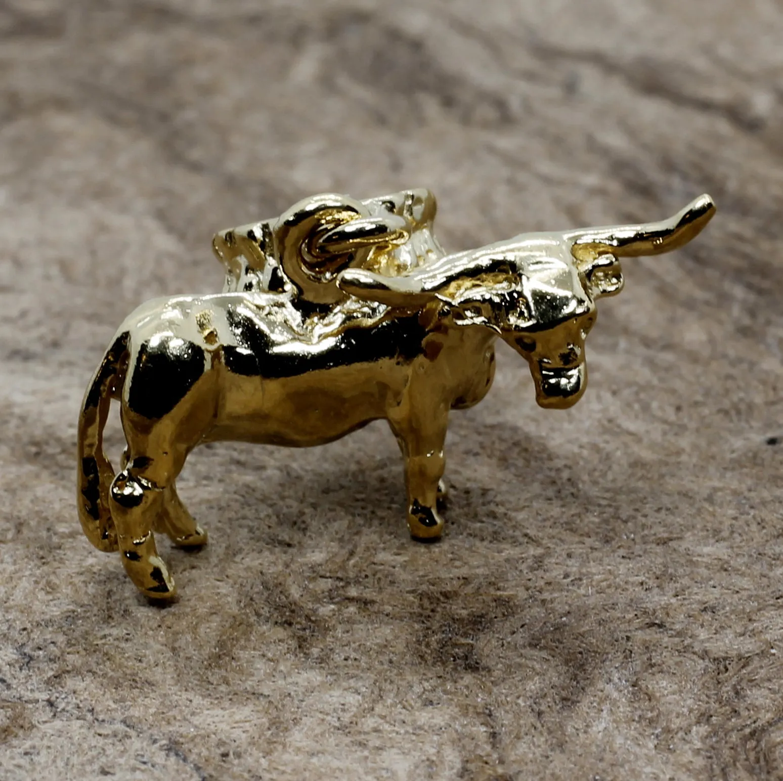 14kt Yellow Gold Vermeil Texas Longhorn Steer Modular Charm