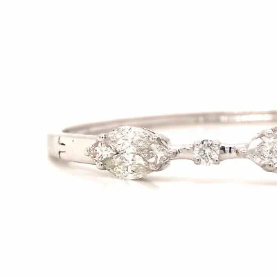 18K Diamond Cluster Bangle Bracelet White Gold