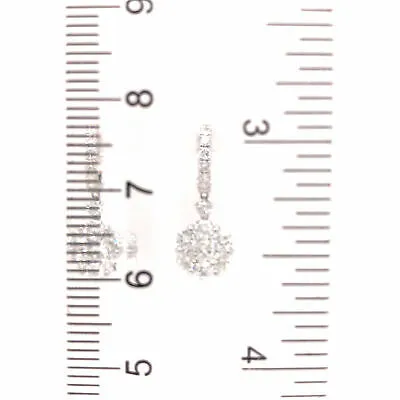 18K Diamond Cluster Hanging Earring White Gold
