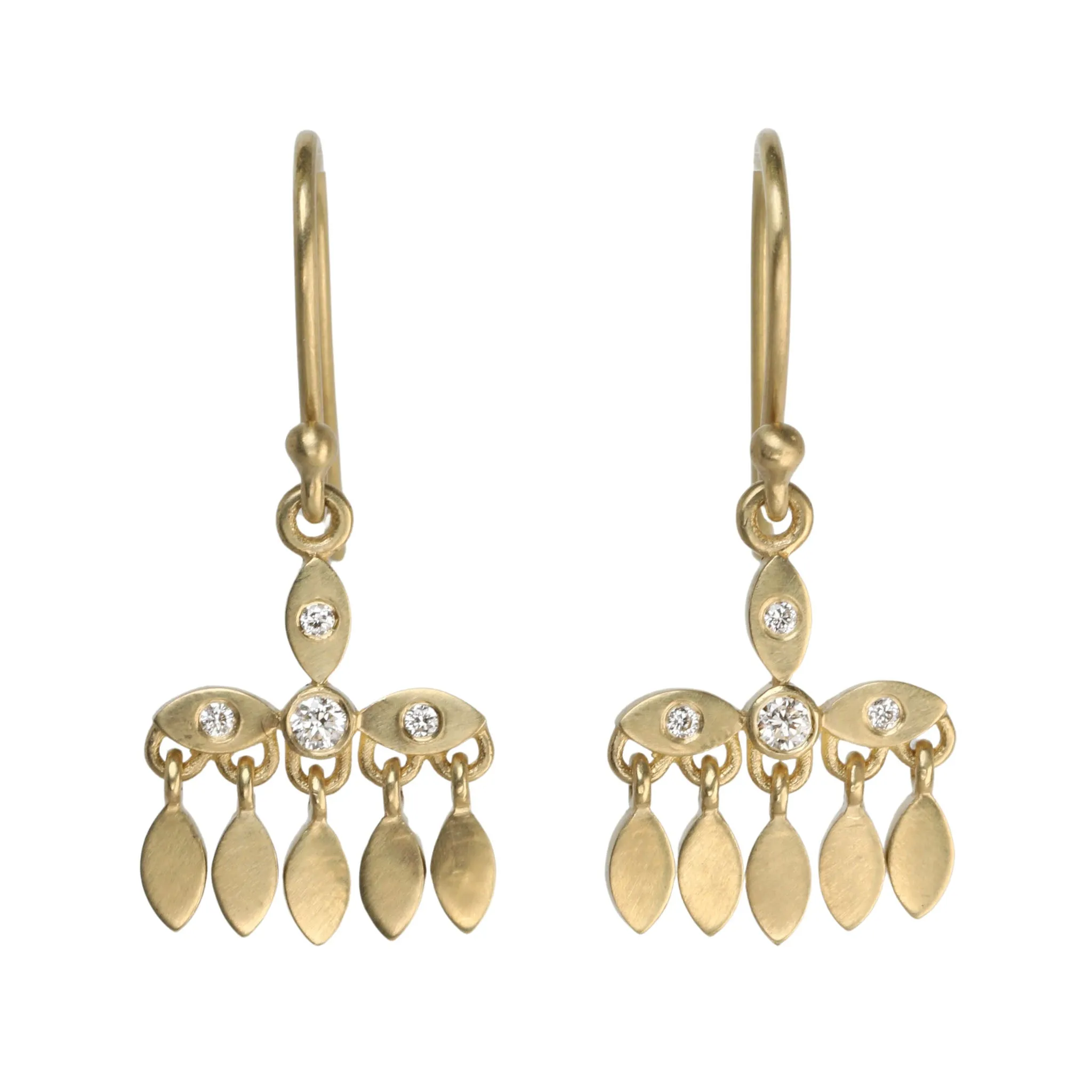 18K Gold Marquise "Mini Chandelier" Earrings with Diamond Details