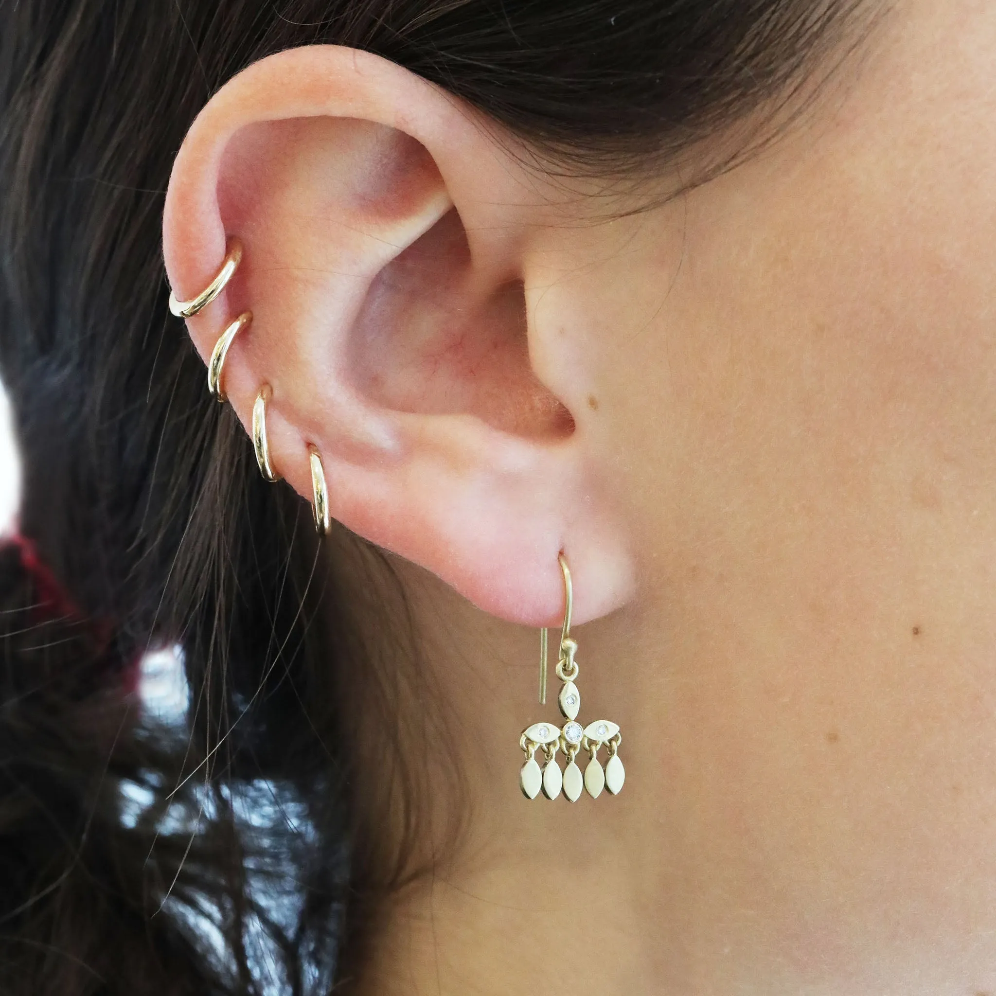 18K Gold Marquise "Mini Chandelier" Earrings with Diamond Details