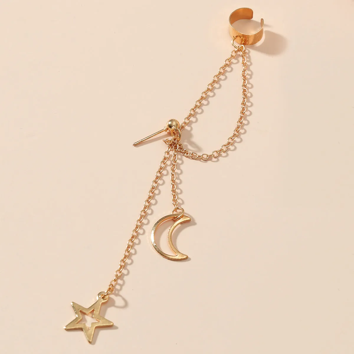 18K Gold-Plated Celestial Ear Cuff Drop Earrings