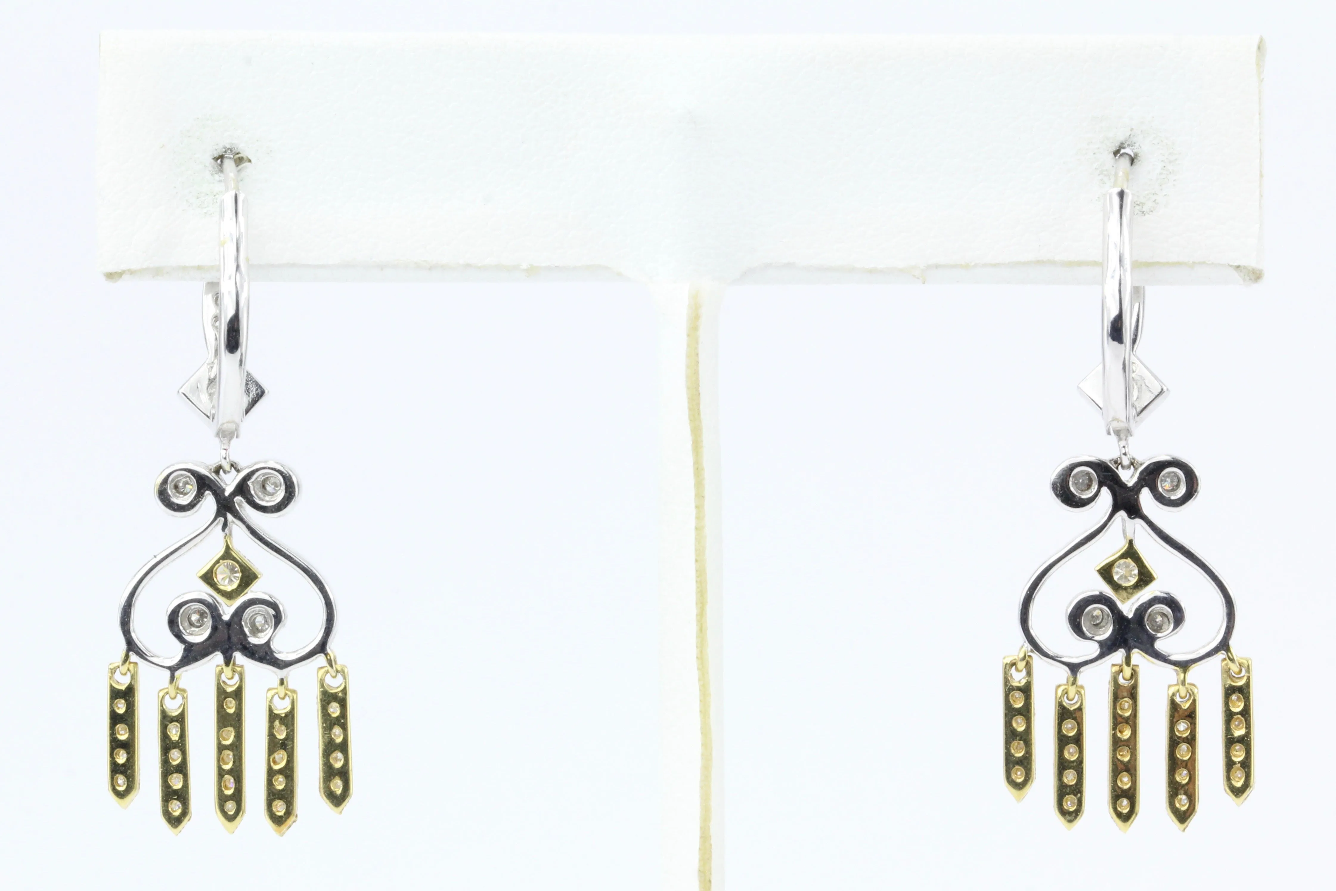 18K White & Yellow Gold Diamond Chandelier Earrings