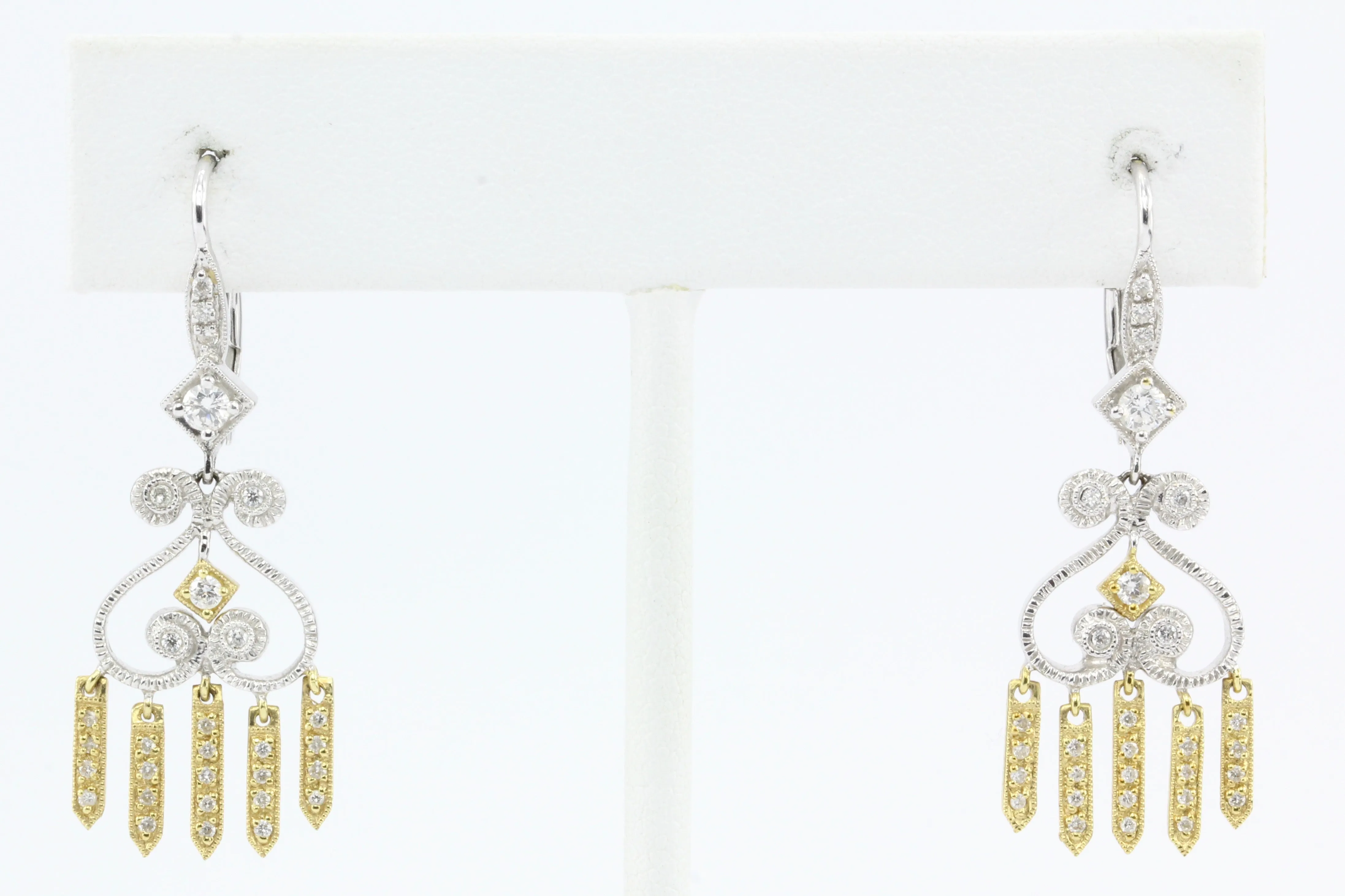 18K White & Yellow Gold Diamond Chandelier Earrings