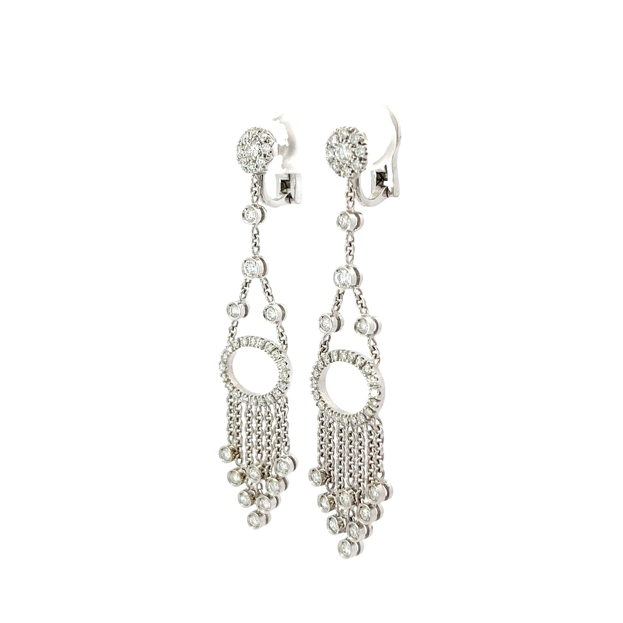 18k White Gold 2.00ct F VS2 Round Diamond Chandelier Earrings