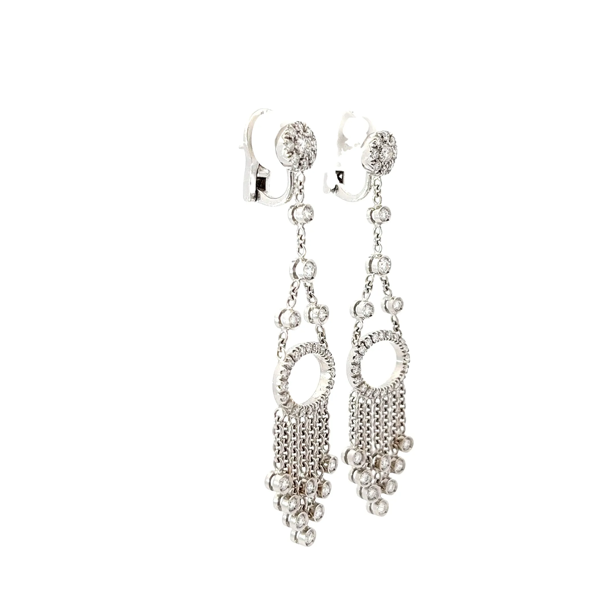 18k White Gold 2.00ct F VS2 Round Diamond Chandelier Earrings