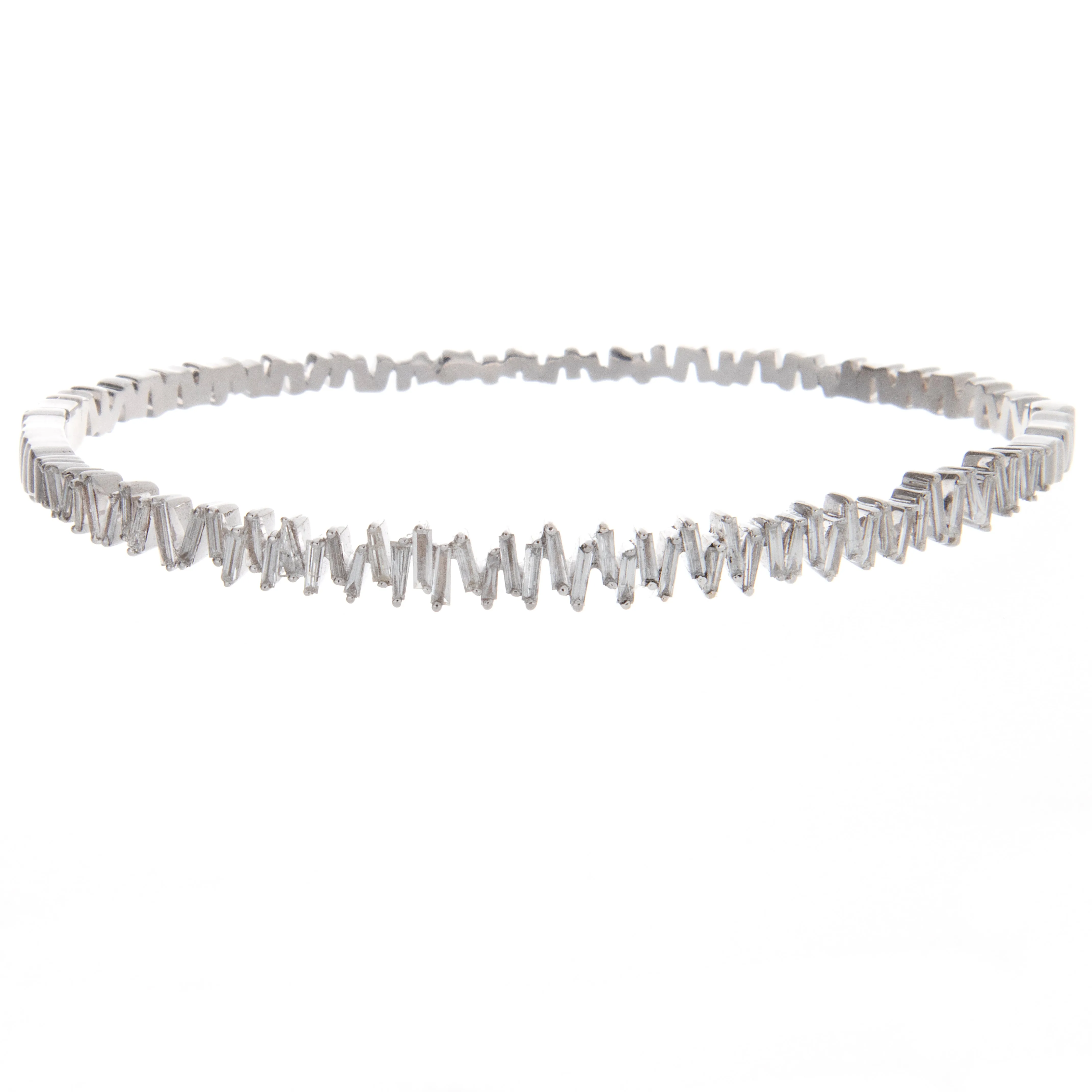18k White Gold Diamond Jagged Bangle