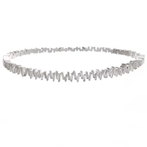 18k White Gold Diamond Jagged Bangle