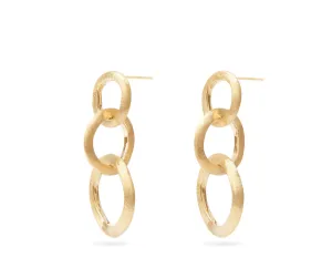 18K Yellow Gold Link Drop Earrings, Long